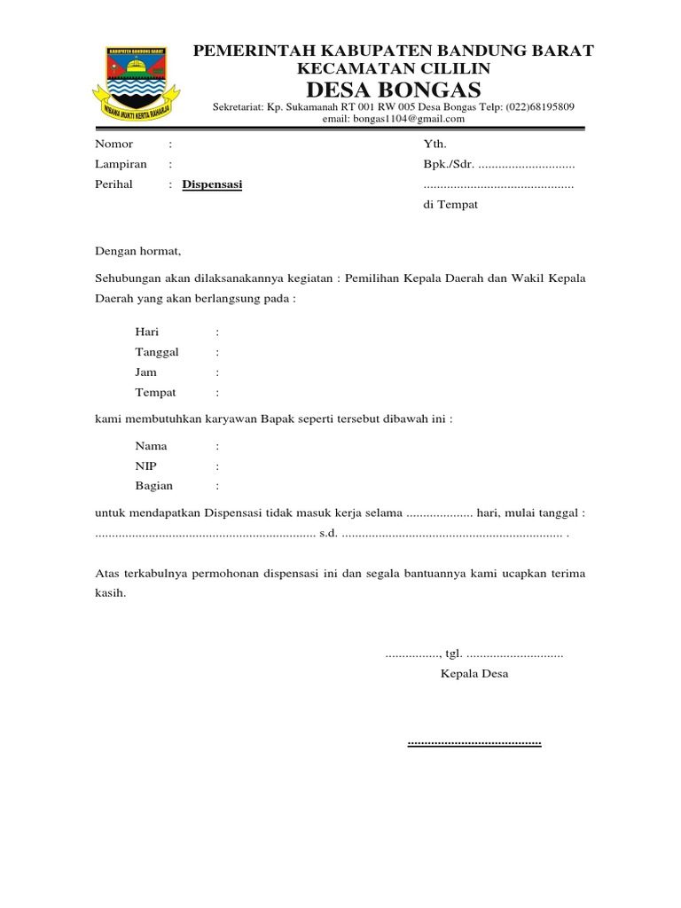 Detail Surat Izin Dispensasi Nomer 8