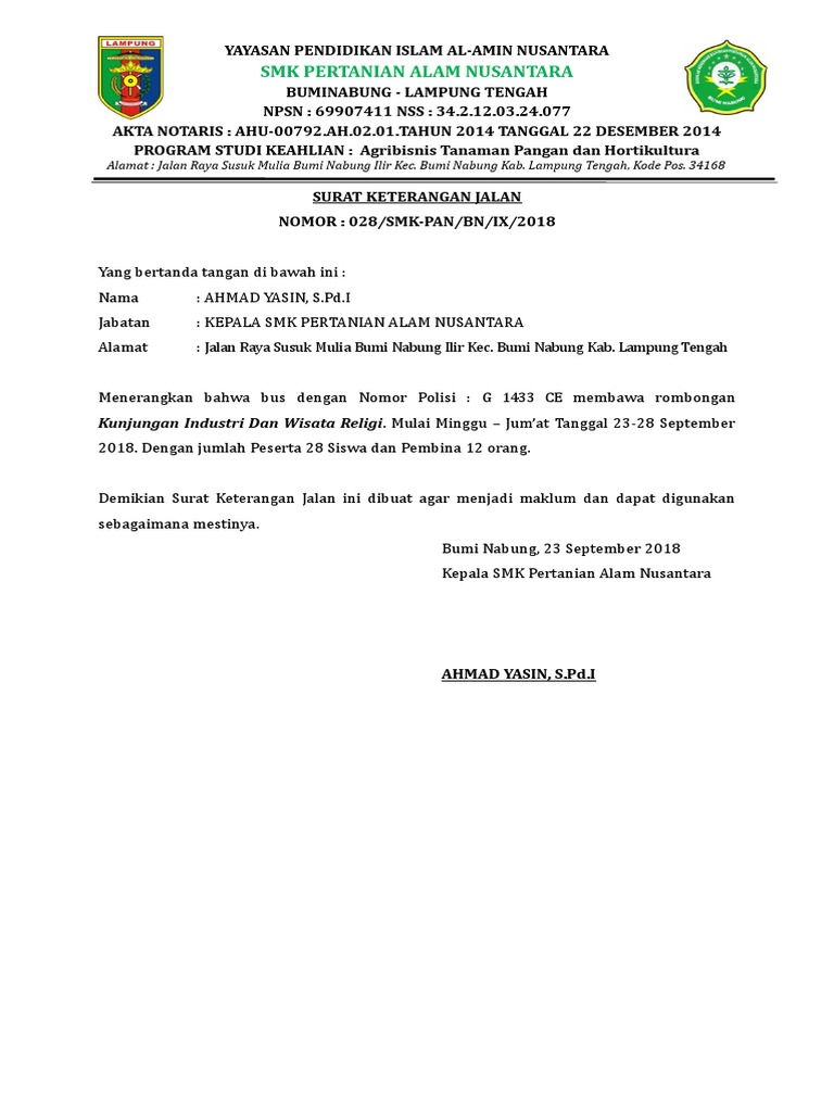 Detail Surat Izin Jalan Nomer 6