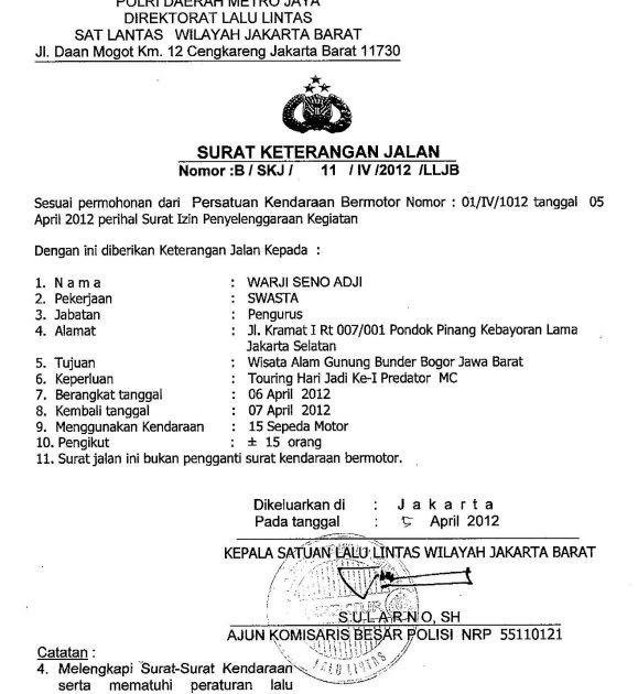 Detail Surat Izin Jalan Kepolisian Nomer 18