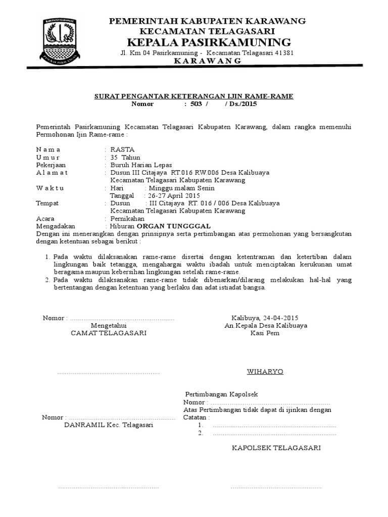 Detail Surat Izin Keramaian Nomer 40