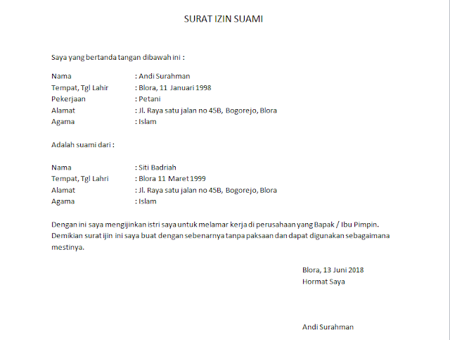 Detail Surat Izin Kerja Dari Suami Nomer 7