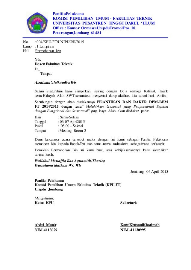 Detail Surat Izin Mahasiswa Nomer 14