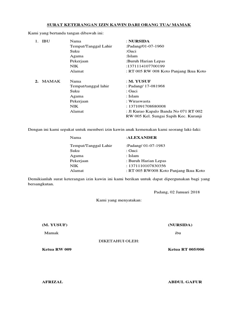 Detail Surat Izin Menikah Dari Orang Tua Nomer 28