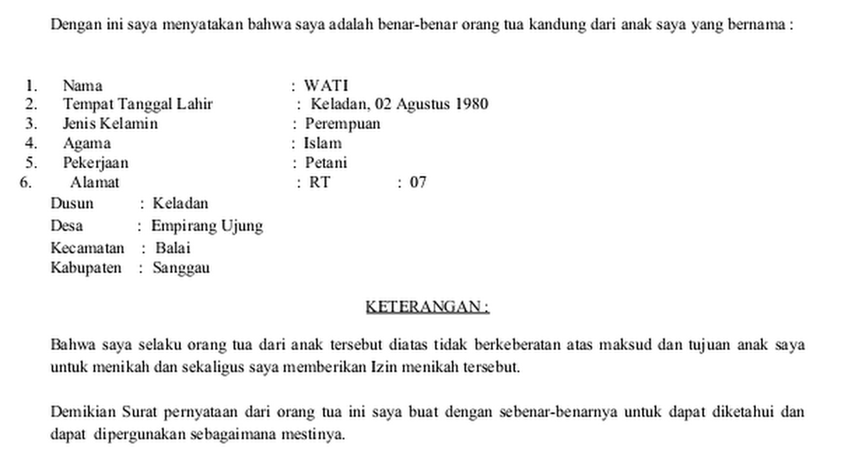 Detail Surat Izin Menikah Dari Orang Tua Nomer 4