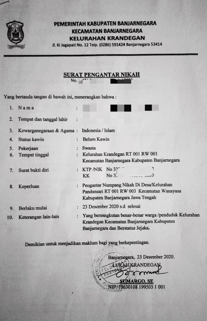 Detail Surat Izin Numpang Nikah Nomer 12