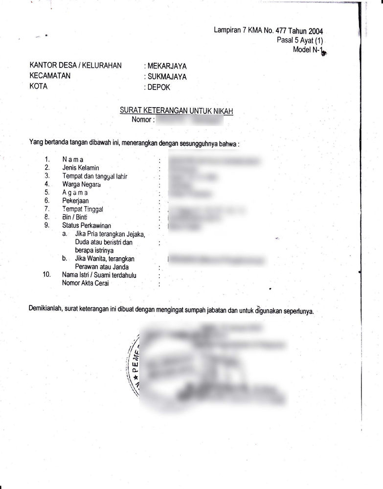 Detail Surat Izin Numpang Nikah Nomer 24