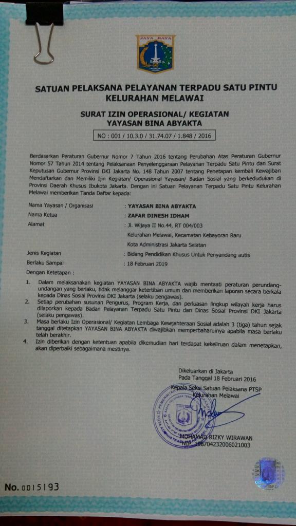 Surat Izin Operasional Yayasan - KibrisPDR