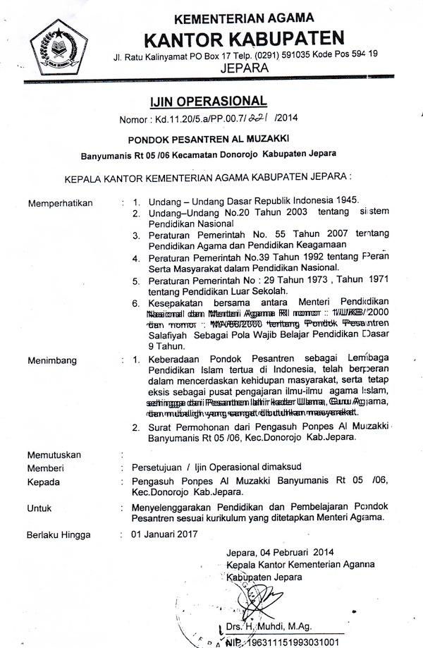 Detail Surat Izin Operasional Yayasan Nomer 13