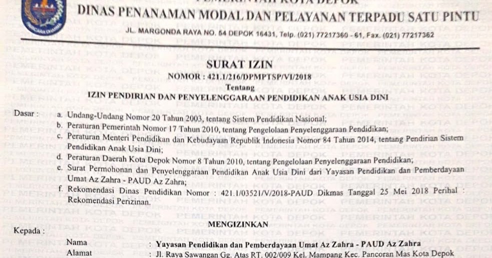 Detail Surat Izin Operasional Yayasan Nomer 25