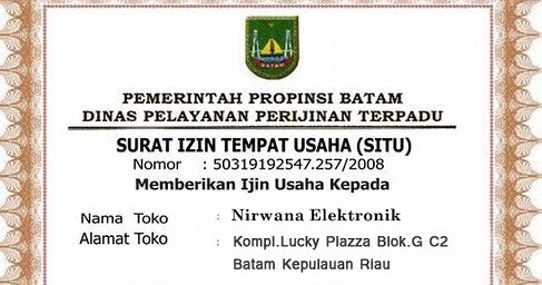 Detail Surat Izin Tempat Usaha Nomer 29