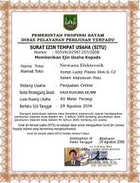 Detail Surat Izin Tempat Usaha Nomer 5