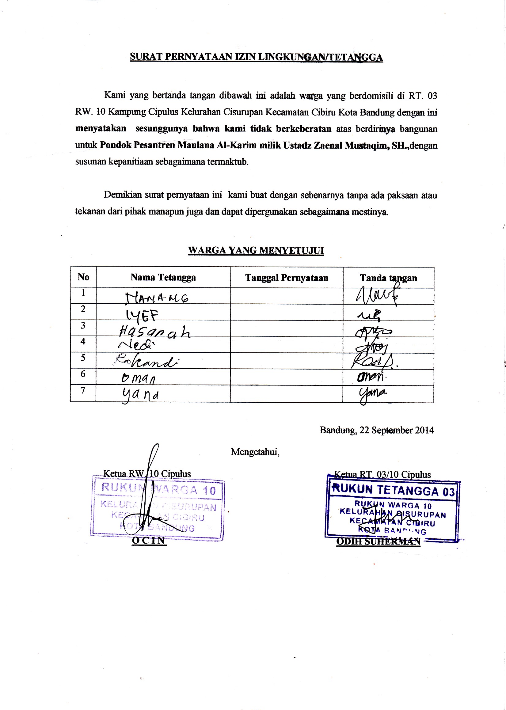 Detail Surat Izin Tetangga Nomer 9