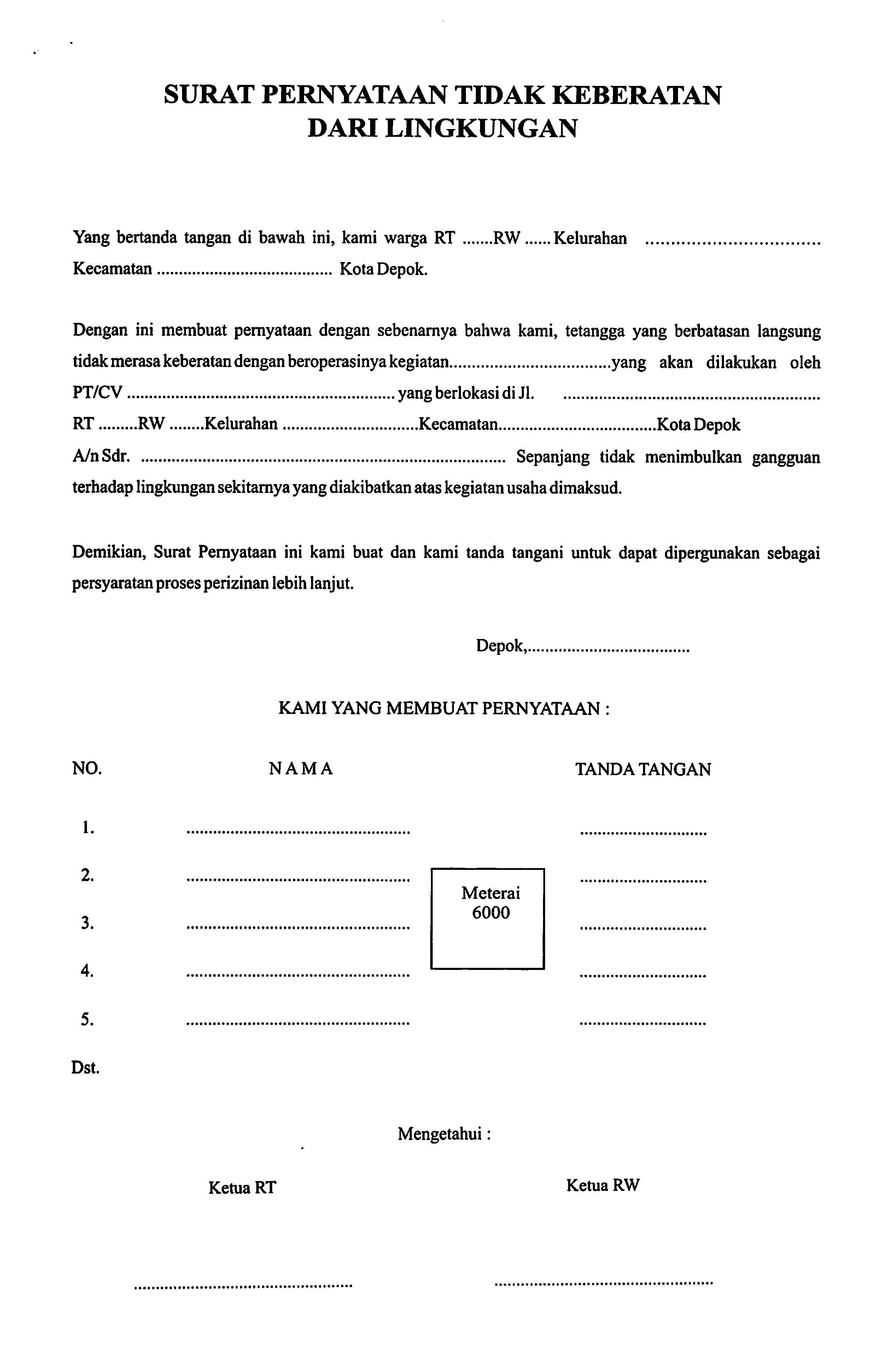 Detail Surat Izin Tetangga Nomer 4