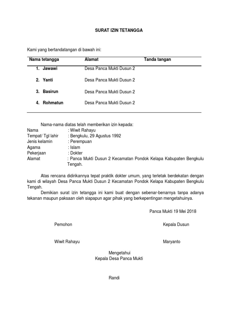 Detail Surat Izin Tetangga Nomer 5