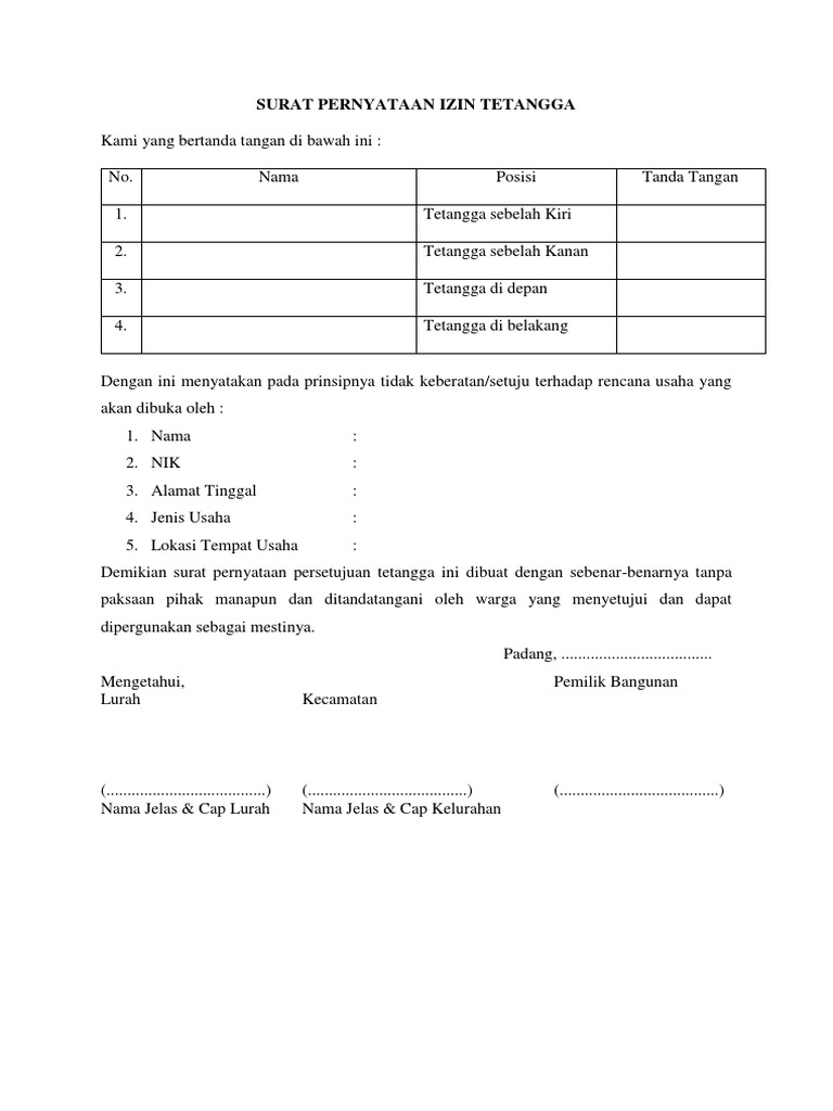 Detail Surat Izin Tetangga Nomer 7