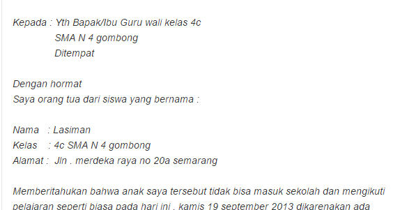 Detail Surat Izin Tidak Masuk Kerja Karena Kepentingan Keluarga Nomer 38