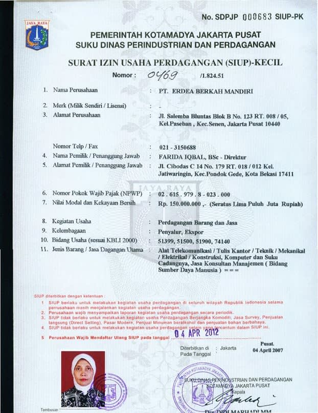 Detail Surat Izin Usaha Mikro Nomer 6