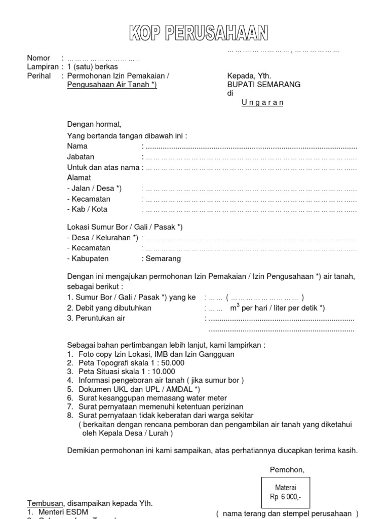 Detail Surat Izin Usaha Pengeboran Air Tanah Nomer 6