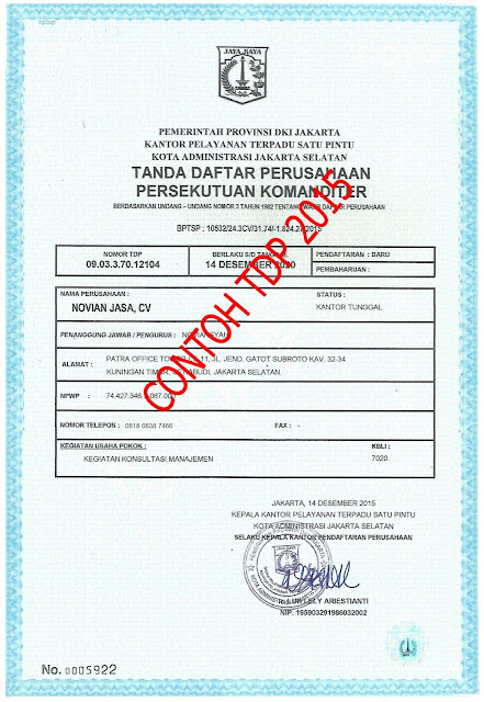 Detail Surat Izin Usaha Tdp Nomer 6