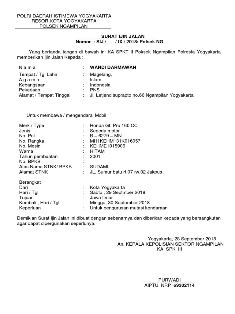 Detail Surat Jalan Motor Nomer 11