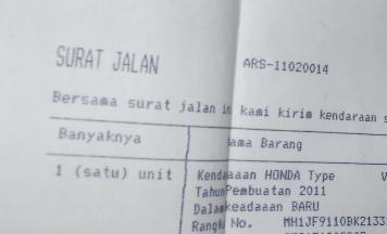 Detail Surat Jalan Motor Nomer 15