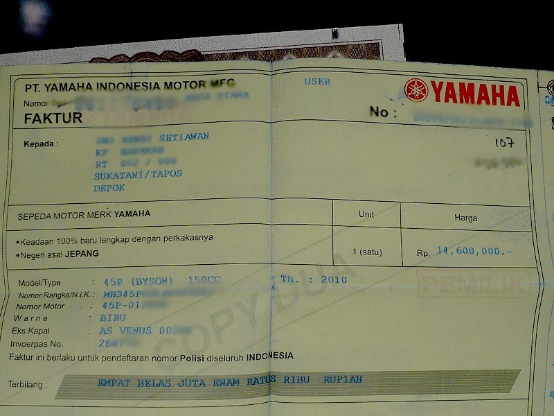 Detail Surat Jalan Motor Baru Dari Dealer Nomer 9