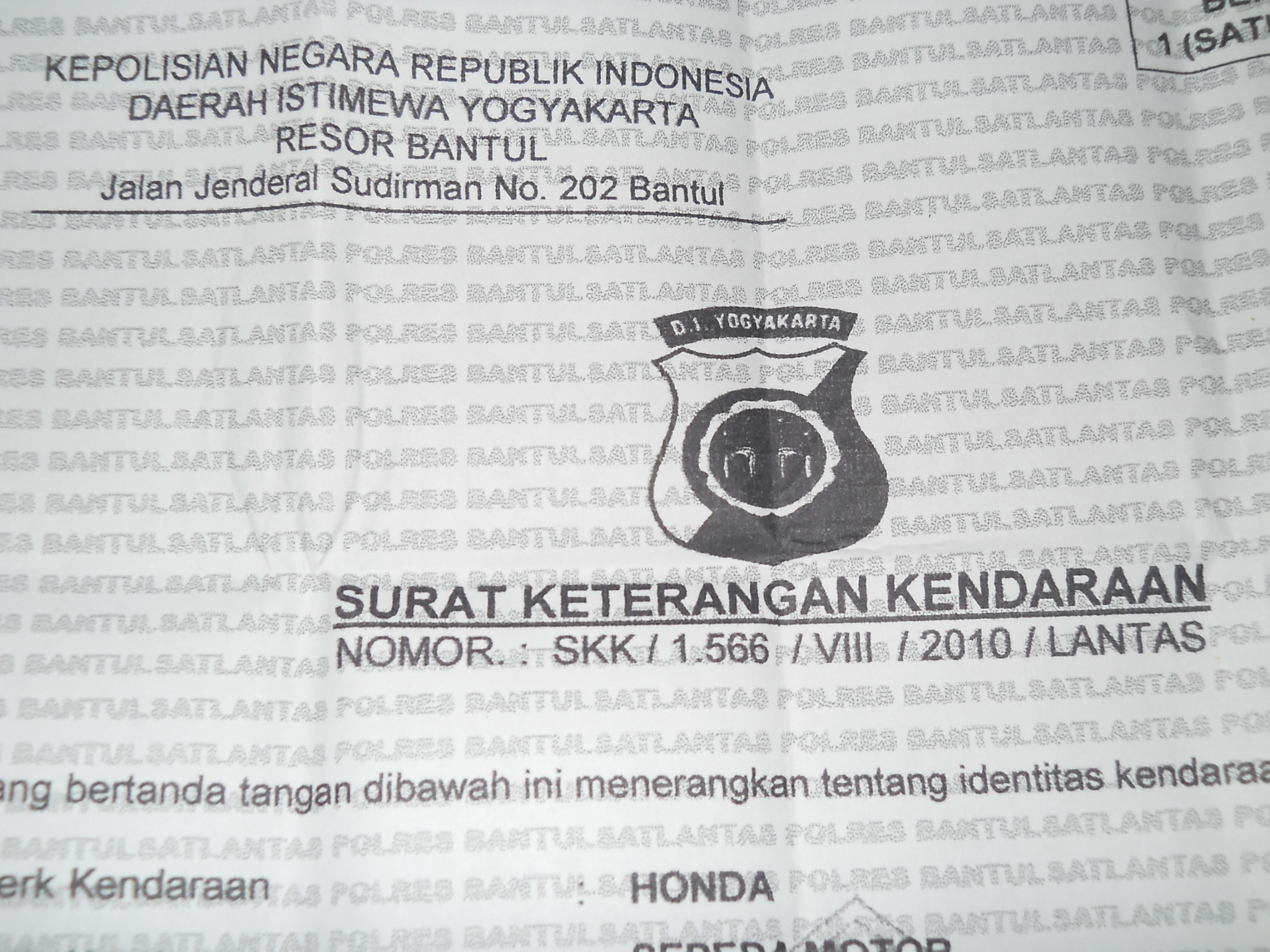 Detail Surat Jalan Motor Baru Dari Dealer Nomer 14