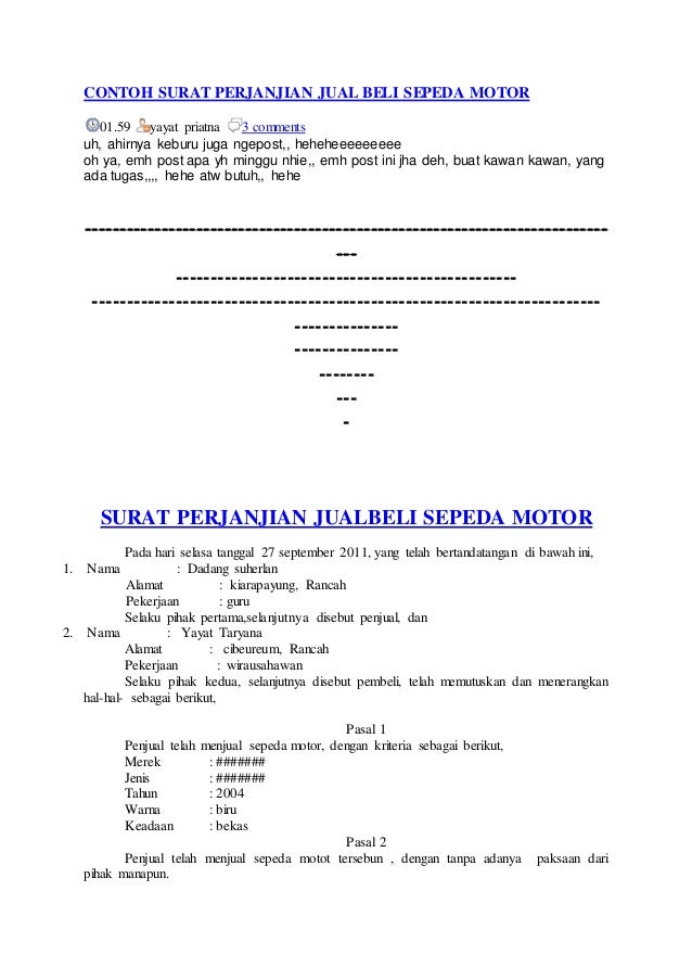 Detail Surat Jual Beli Kendaraan Bermotor Nomer 5