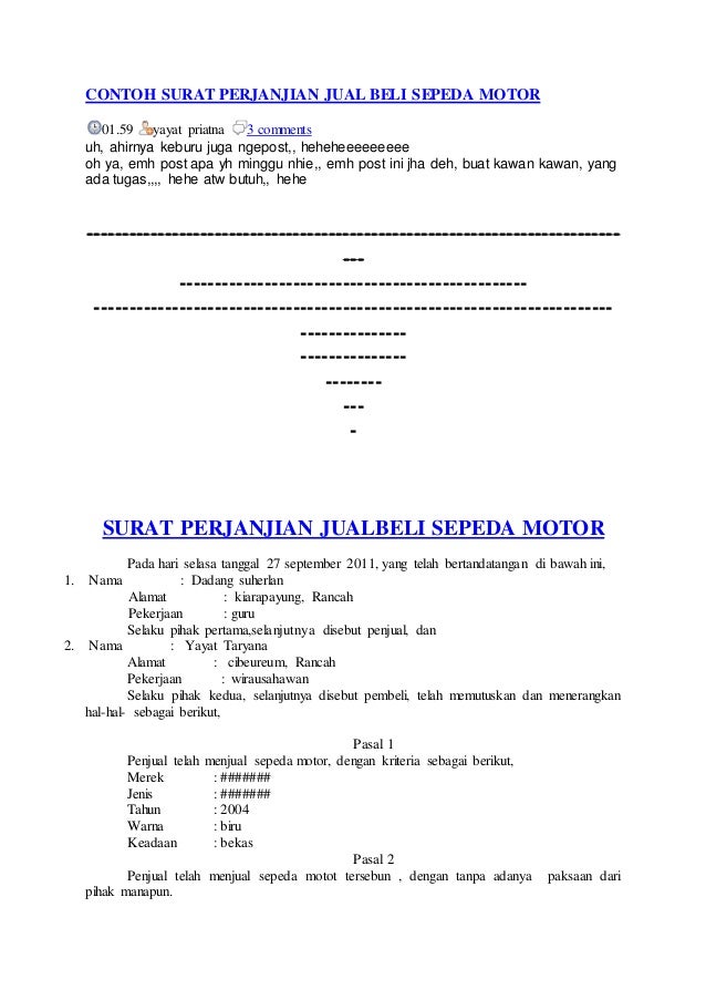 Detail Surat Jual Beli Motor Bekas Nomer 7