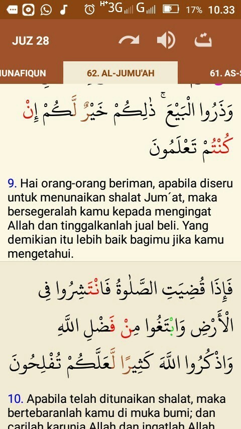 surat jumuah ayat 9 10