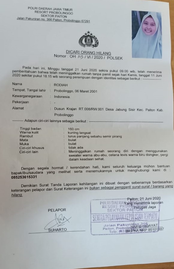 Detail Surat Kabur Dari Rumah Nomer 30