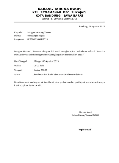 Detail Surat Karang Taruna Nomer 2