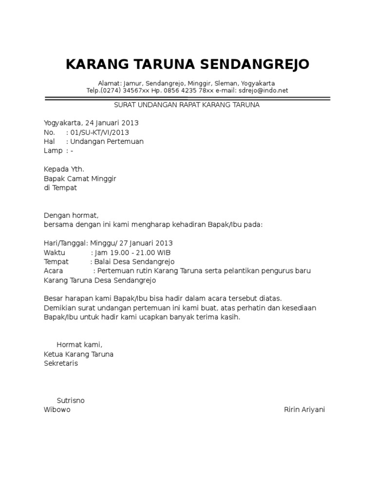 Detail Surat Karang Taruna Nomer 16