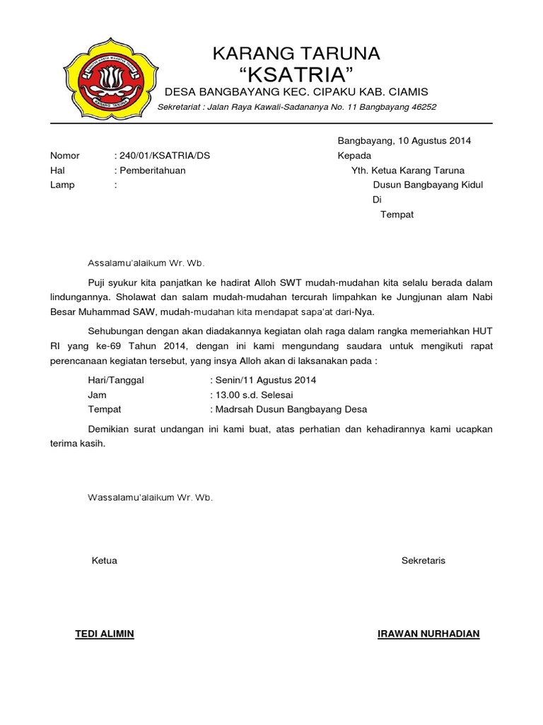 Detail Surat Karang Taruna Nomer 4