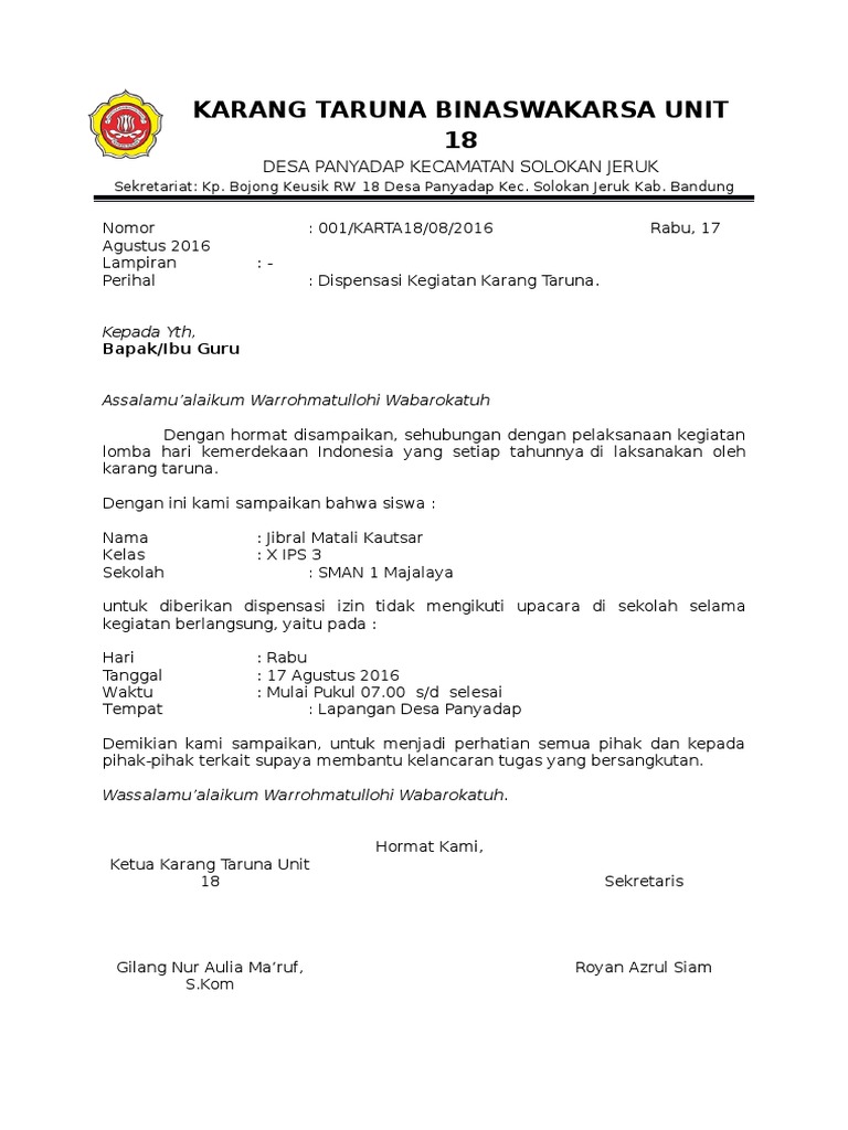 Detail Surat Karang Taruna Nomer 9