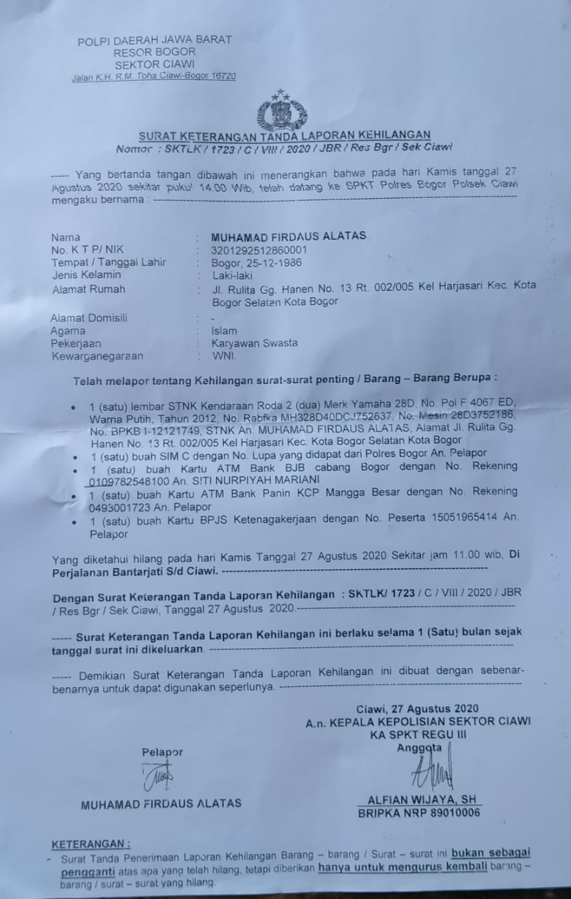 Detail Surat Kehilangan Atm Nomer 39