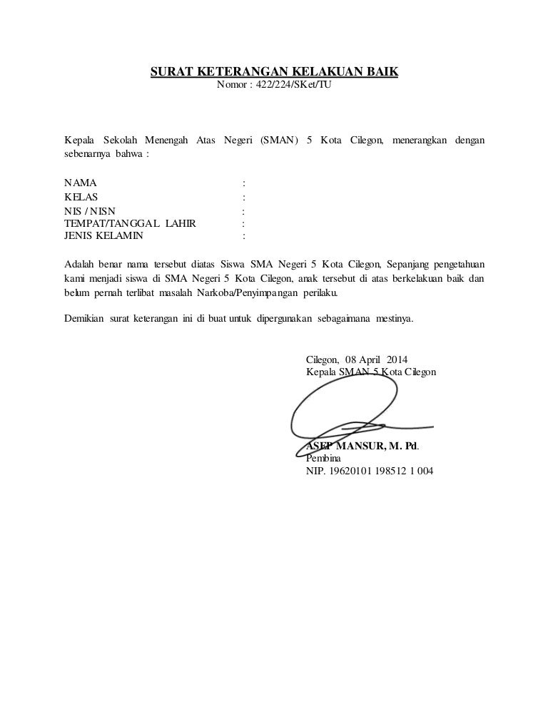 Surat Kelakuan Baik - KibrisPDR