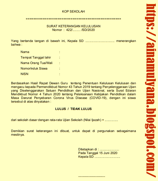 Surat Kelulusan Sd - KibrisPDR