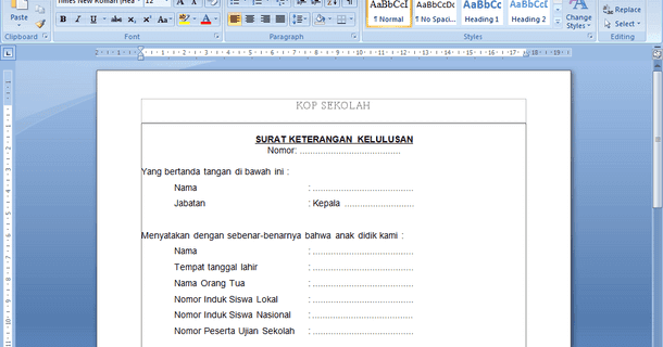 Detail Surat Kelulusan Sd Nomer 34