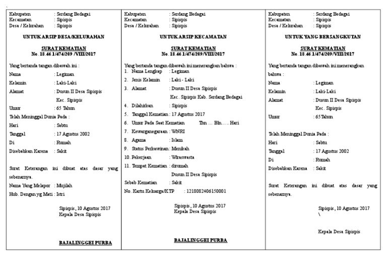 Detail Surat Kematian Dari Desa Nomer 46