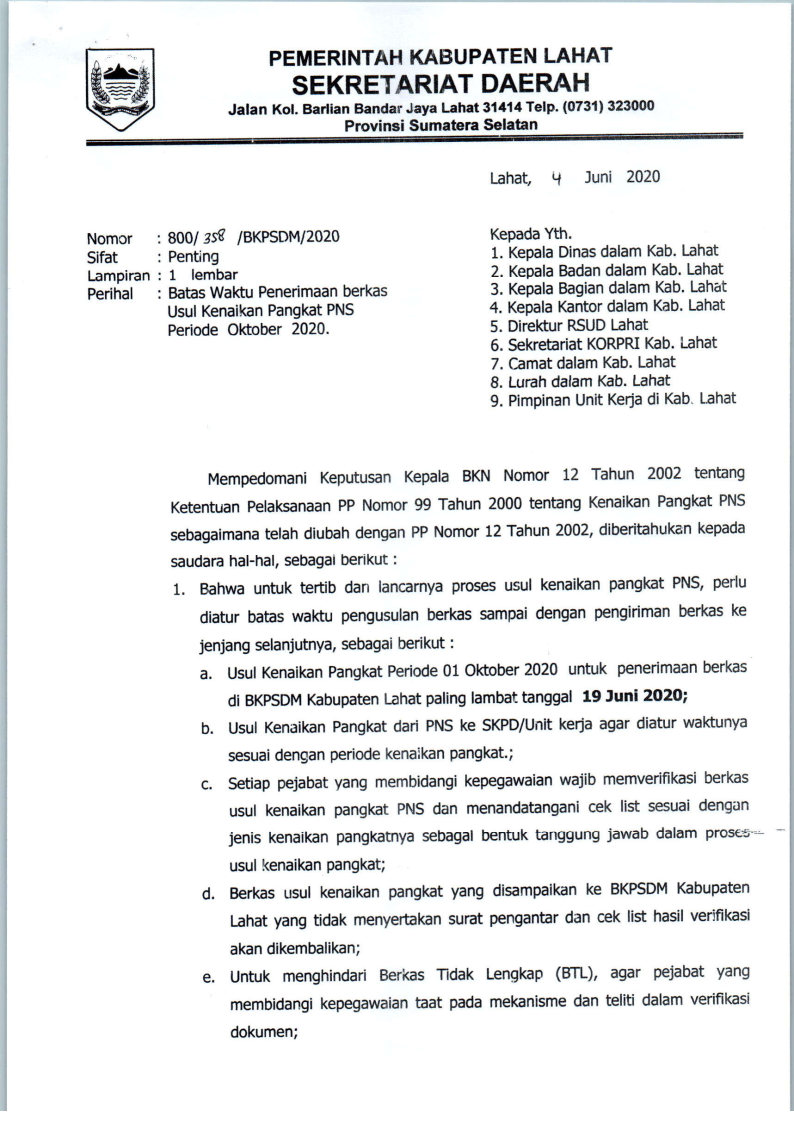 Detail Surat Kenaikan Pangkat Nomer 9