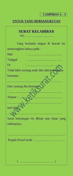 Detail Surat Kenal Lahir Nomer 23