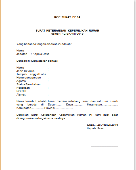 Detail Surat Kepemilikan Rumah Nomer 7