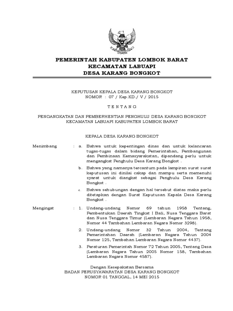 Detail Surat Keputusan Kepala Desa Nomer 31