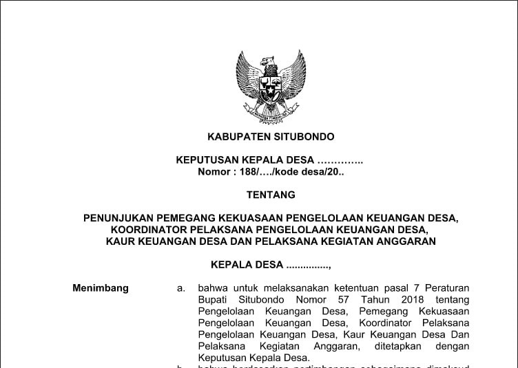 Detail Surat Keputusan Kepala Desa Nomer 9