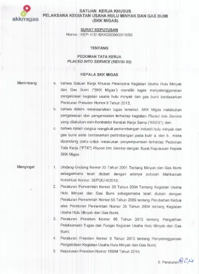 Detail Surat Keputusan Kepala Skk Migas Nomer 13