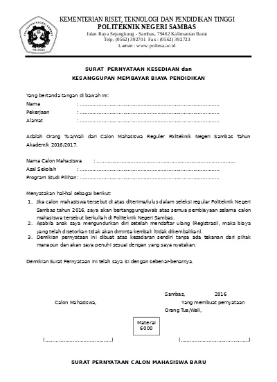 Detail Surat Kesanggupan Membayar Nomer 16