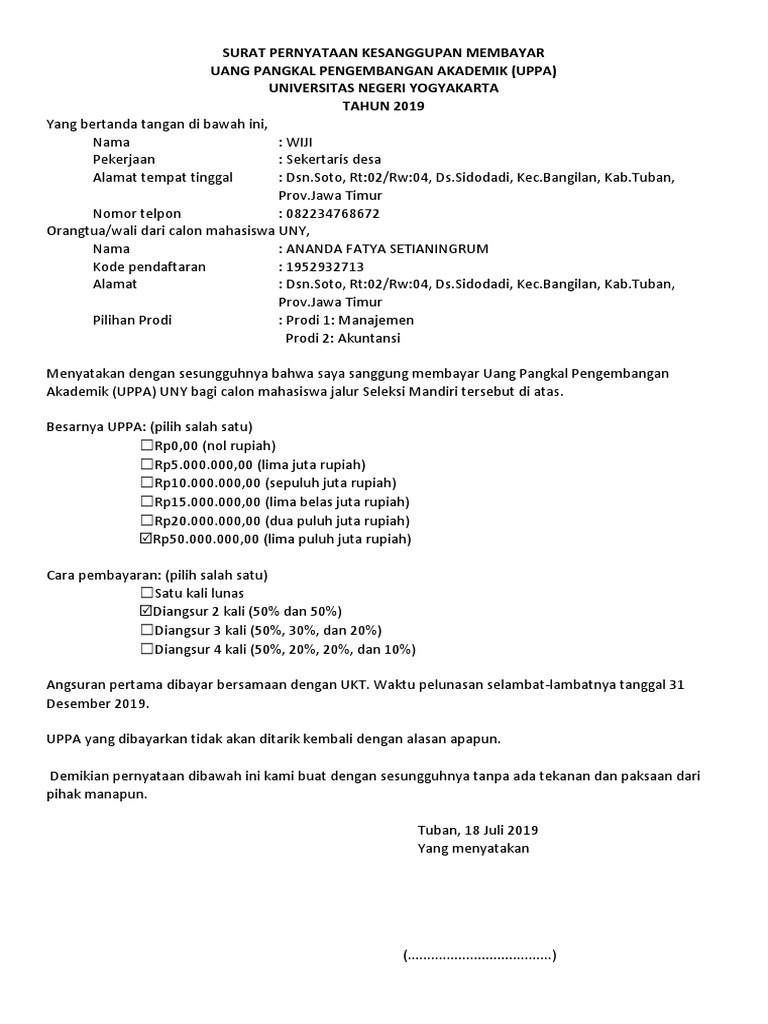 Detail Surat Kesanggupan Membayar Nomer 17