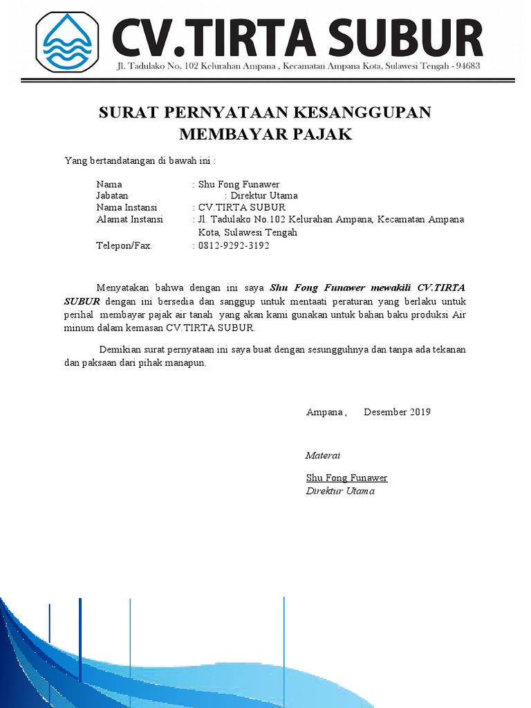 Detail Surat Kesanggupan Membayar Nomer 25