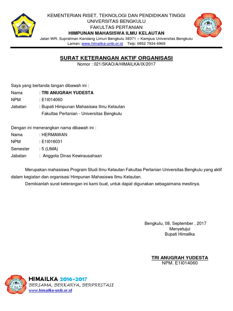 Detail Surat Keterangan Aktif Nomer 14